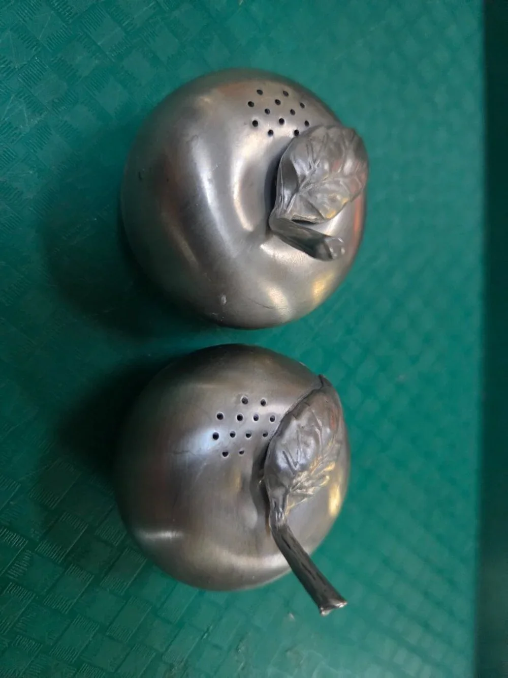 vintage kirk pewter salt and pepper apples shakers